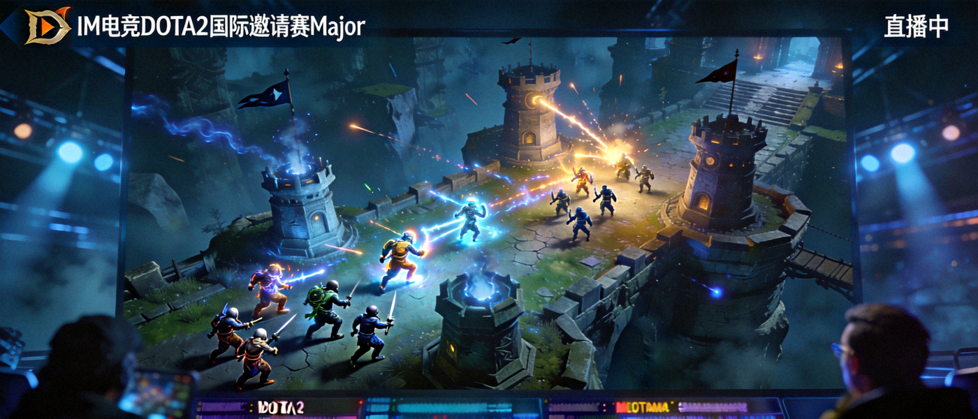 IM电竞DOTA2国际邀请赛Major直播画面，遗迹攻防紧张进行中